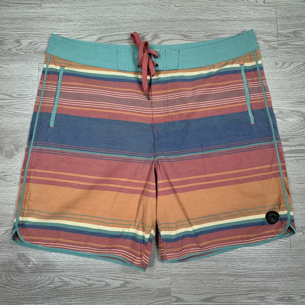 United By Blue Men's Board Shorts Striped Multicolor Size 38 Recycled Material